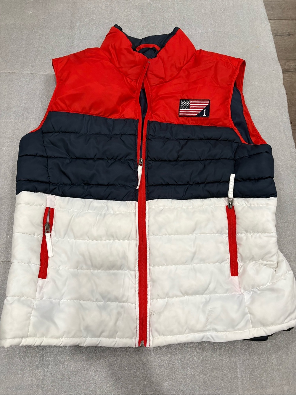 U.S. Polo Assn. Tricolor Puffer Vest - Red/Navy/White
